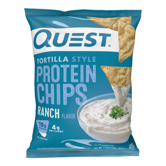 Quest Tortilla Style Protein Chips with 19g of Protein, Ranch Flavor, 1.1 Oz, Single