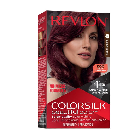 Revlon ColorSilk Beautiful Color Long Lasting Permanent Hair Color, Auburn Brown, 1 pack