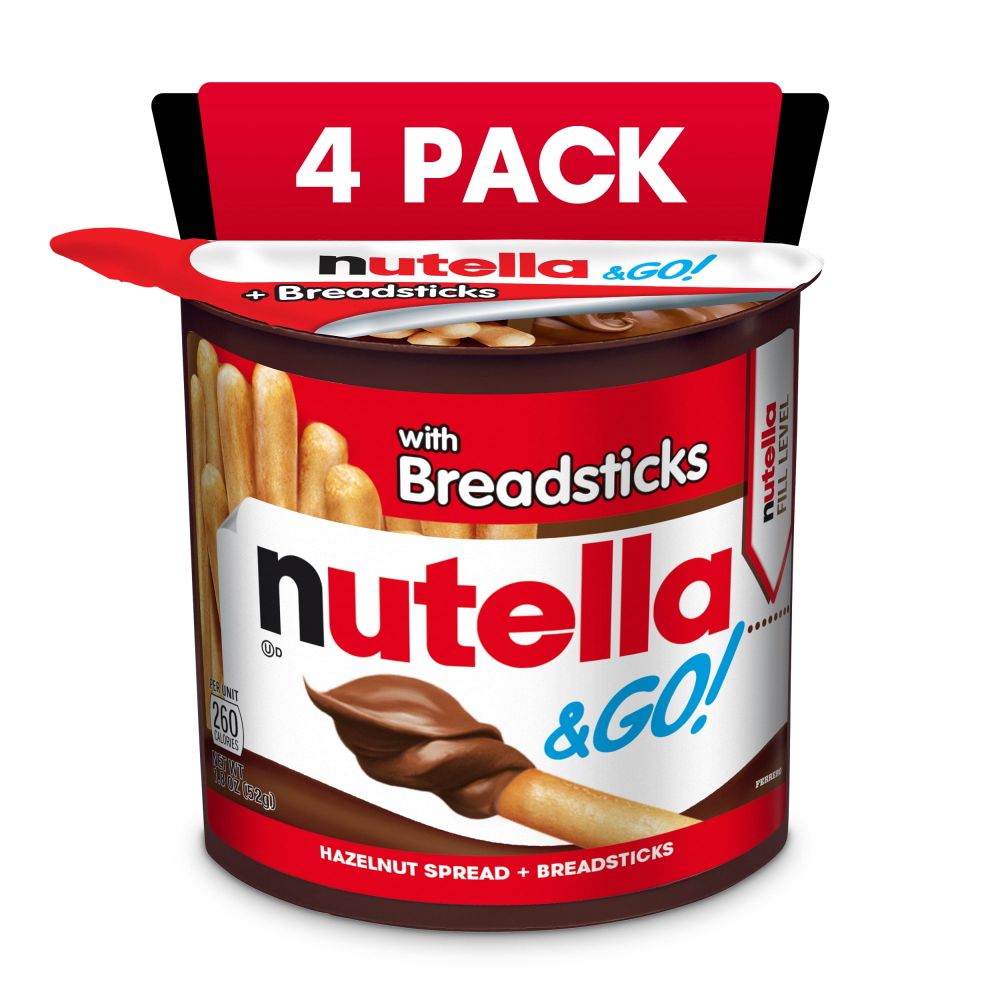 Nutella & GO! Hazelnut And Cocoa Spread With Breadsticks, Snack Cups, 1.8 oz Each, 4 Pack