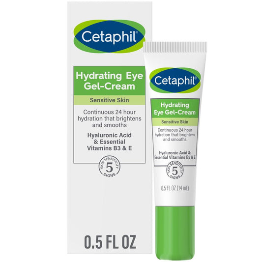 Cetaphil Hydrating Eye Gel Cream for Sensitive Skin with Hyaluronic Acid, 0.5 oz