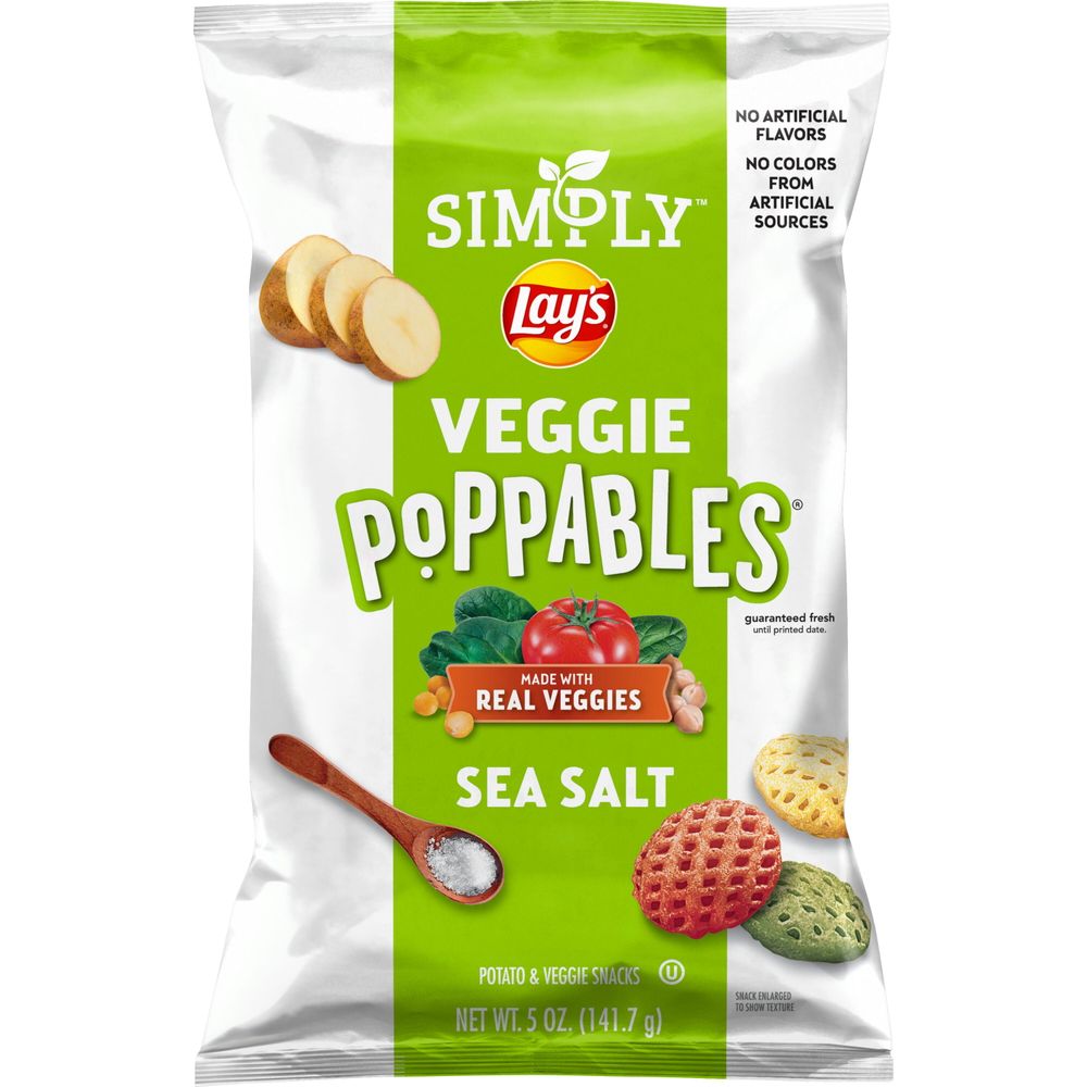 Simply Lays Veggie Poppables Vegan Sea Salt Snack Chips, 5 oz Bag