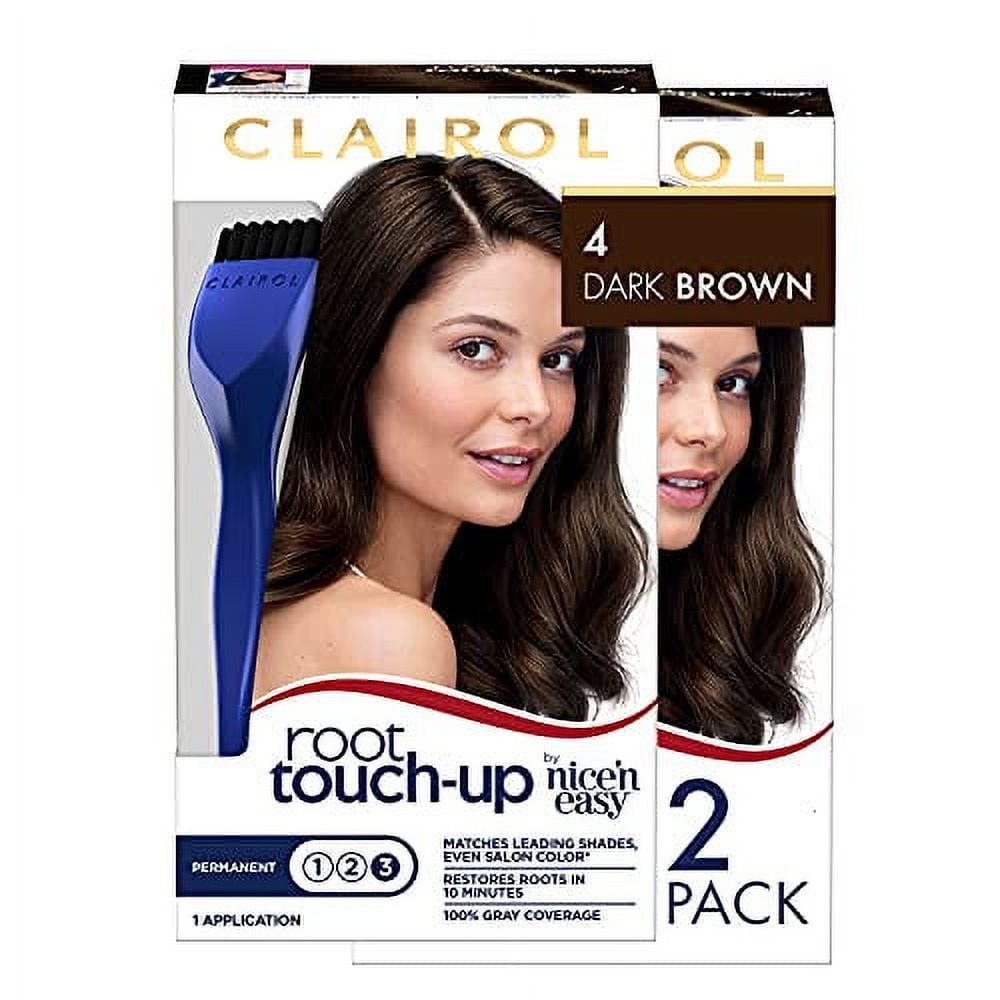 Clairol Root Touch-Up by Nice'n Easy Permanent Hair Dye, 4 Dark Brown Hair Color, 2 Count