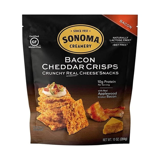 Sonoma Creamery - Cheese Crisps, Bacon Cheddar, 10 Oz  | High Protein | Low Carb | Gluten Free | Keto-Friendly