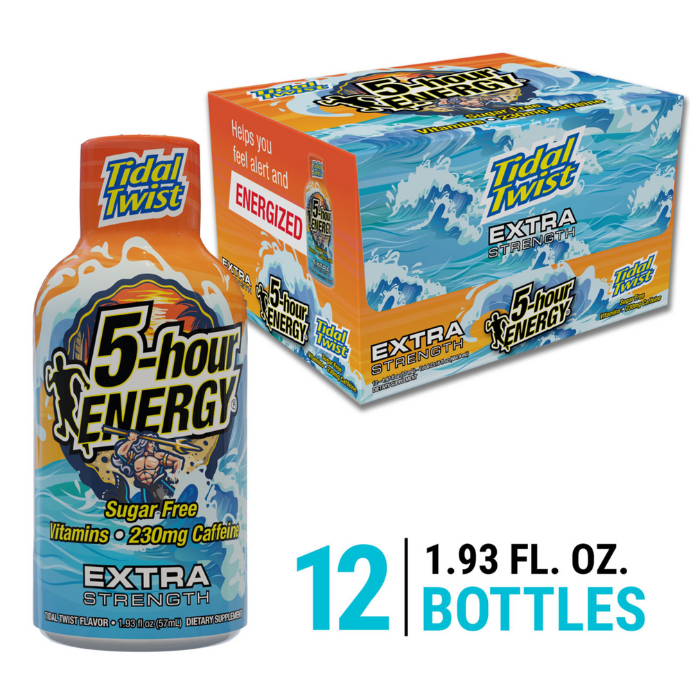 5-Hour Energy Shot, Extra Strength TIDAL TWIST SUGAR FREE Limited Edition, 1.93 Oz, 12 Count