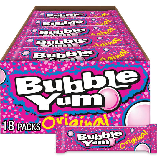 Bubble Yum Original Chewy Bubble Gum, Packs 1.4 oz, 18 Count