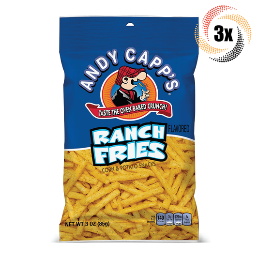 3x Bags Andy Capp's Ranch Flavored Oven Baked Crunchy Fries Chips 3oz