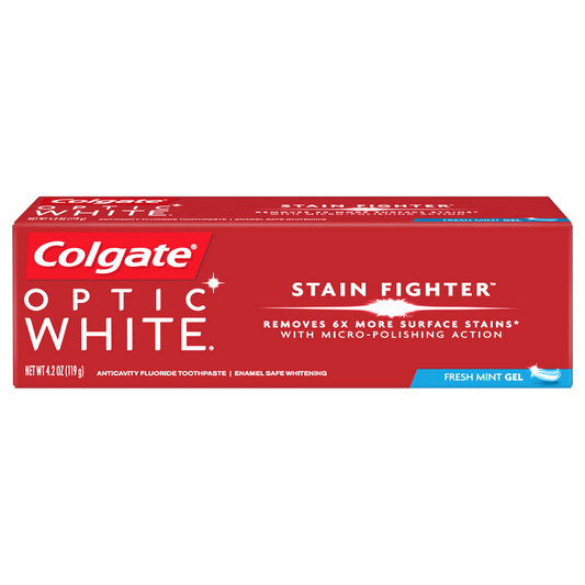 Colgate Optic White Stain Fighter Teeth Whitening Toothpaste, Fresh Mint, 4.2 oz