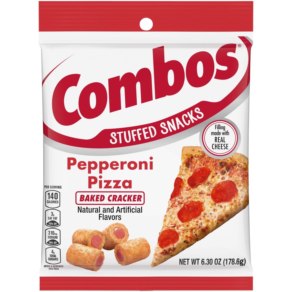 Combos Stuffed Snacks Pepperoni Pizza Baked Cracker Snacks - 6.3 oz