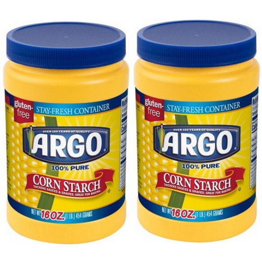 Argo 100% Pure Corn Starch 16 oz.,Each Canister(2 Pack)