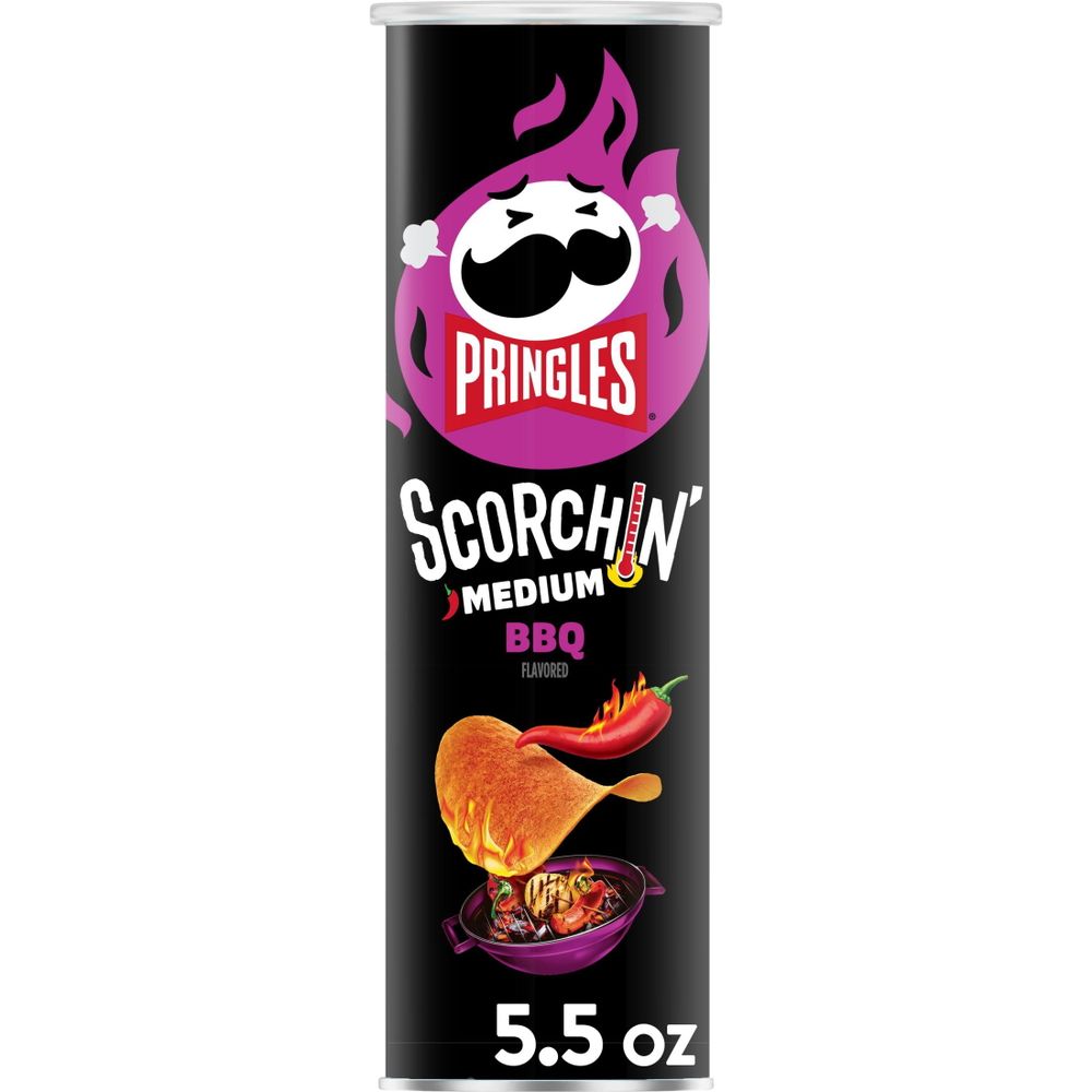 Pringles Scorchin' BBQ Flavored Potato Crisps, 5.5 oz Canister