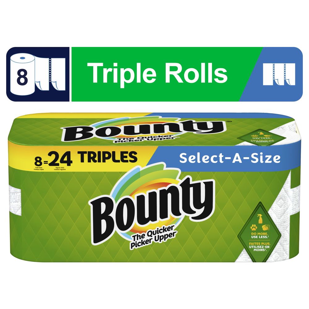 Bounty Paper Towels, Select-a-Size, 8 Triple Rolls, White