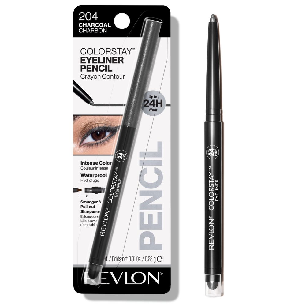 Revlon ColorStay Waterproof Eyeliner Pencil, Built-In Sharpener, Charcoal, 0.01 oz