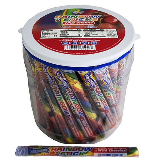 Atkinson Jumbo Rainbow Stick Wild Cherry Candy Sticks - 52 Count Jar