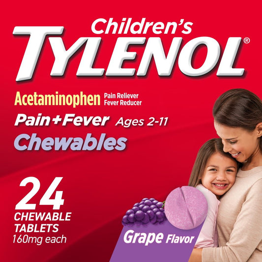 Children's Tylenol Chewables with 160 mg Acetaminophen, Grape, 24 Ct