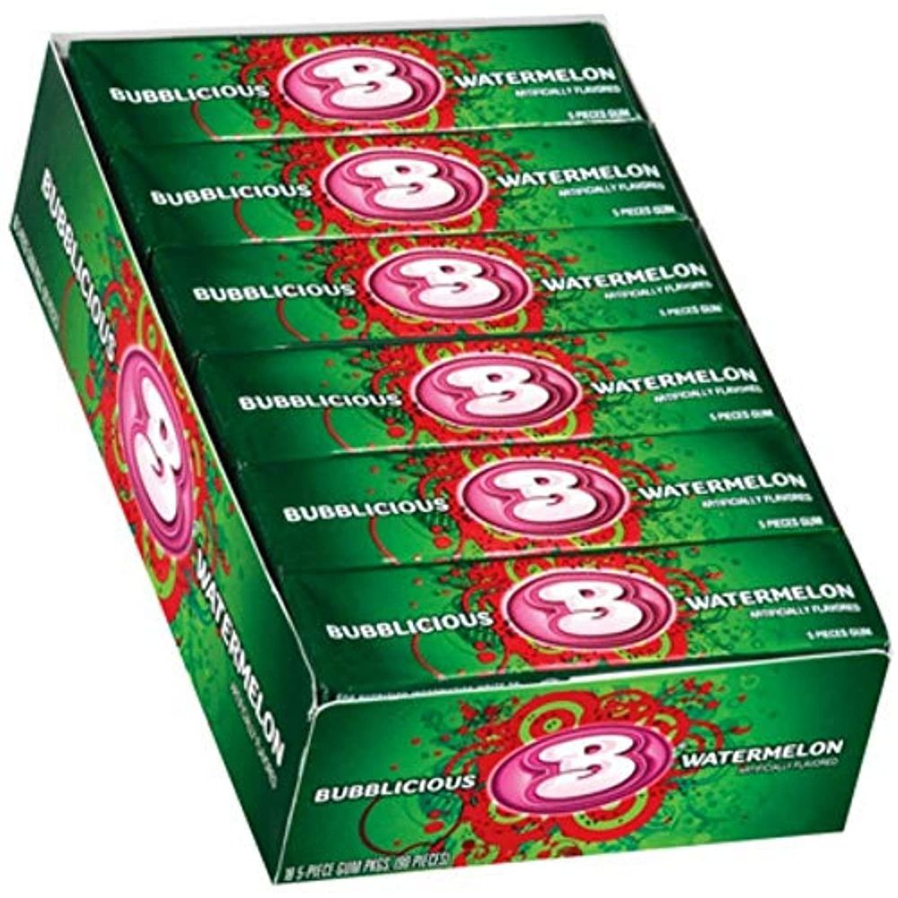 Bubblicious Watermelon Wave Bubble Gum 18 Packs (5Ct Per Pack)