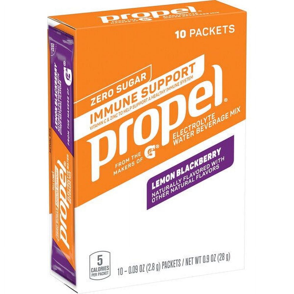 5 Pack - Propel Immune Support Electrolyte Water Beverage Powder Mix, Lemon Blackberry (50 Sticks)