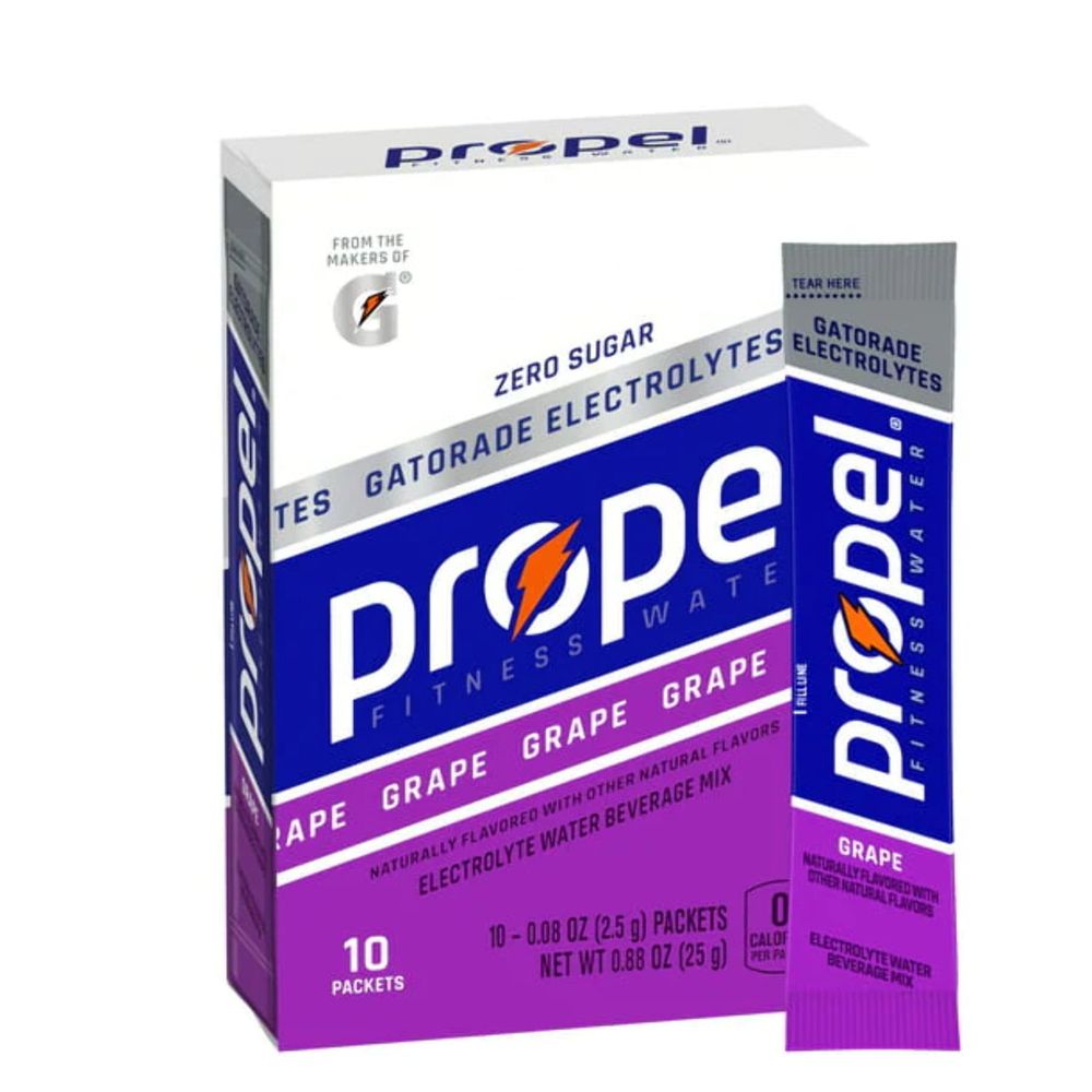 Propel Powder Packets Drink Mixes with Electrolytes, Vitamins and No Sugar, Grape, 0.08 oz, 10 Ct