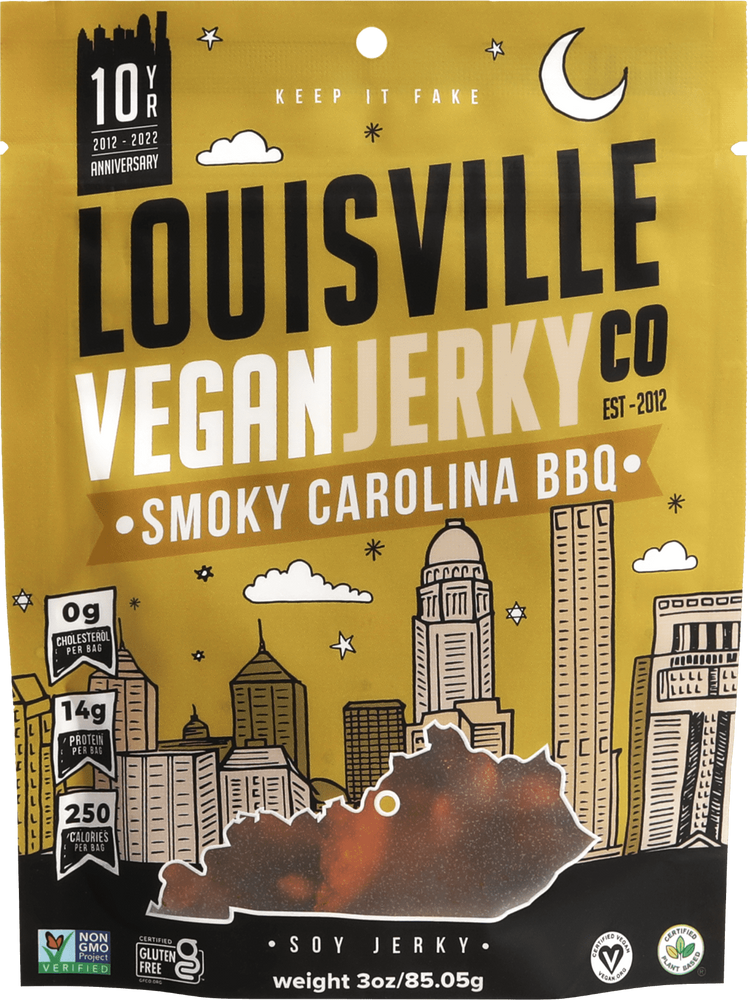 Louisville Vegan Jerky Co Smoky Carolina BBQ Soy Jerky 3oz Resealable Bag