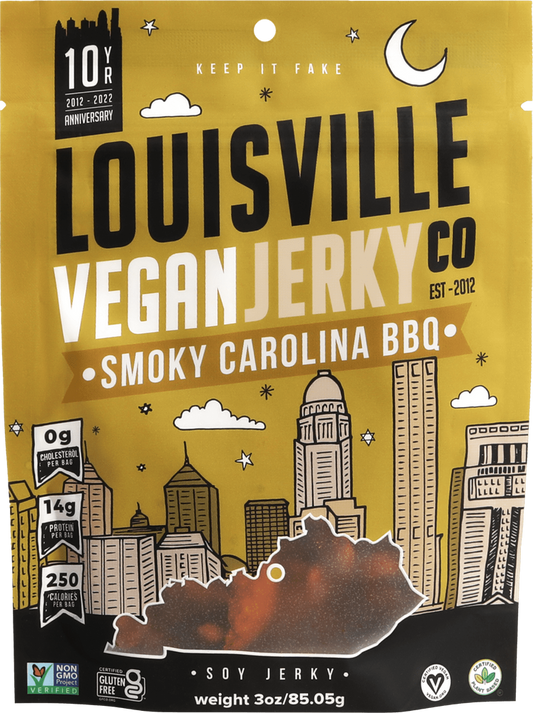 Louisville Vegan Jerky Co Smoky Carolina BBQ Soy Jerky 3oz Resealable Bag