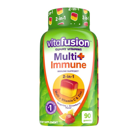 Vitafusion Multi+ Immune Support* – 2-in-1 Benefits & Flavors – Adult Gummy Vitamins with Vitamin C, Zinc, Daily Multivitamins, 90 Count