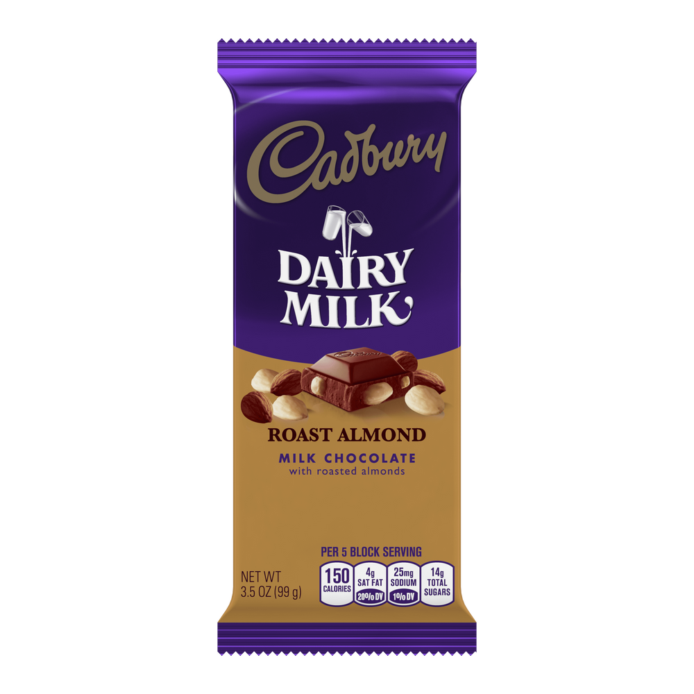 Cadbury, Roasted Almond Milk Chocolate Candy Bar Box, 3.5 Oz., 14 Ct.