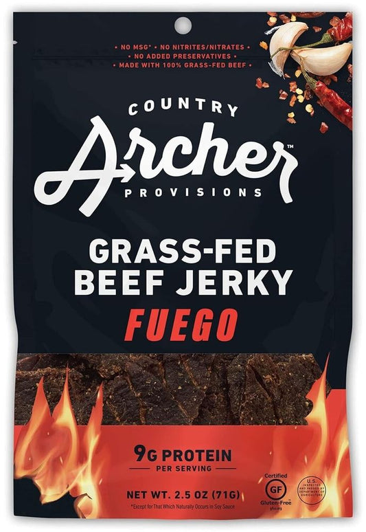 Country Archer Grass-Fed Beef Jerky FUEGO - 2.5 oz 2 Bags