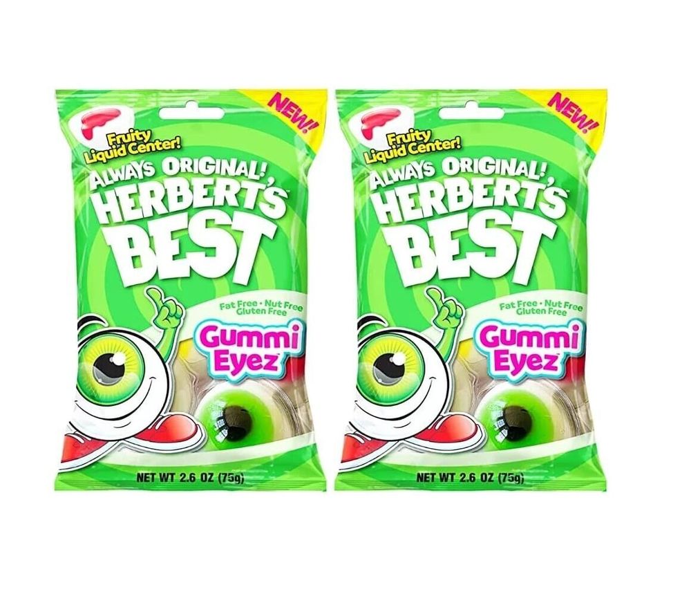 2 Pack Herberts Best Gummi Eyez Glotzer Eyeball Gummy Candy 2.6 Oz - Free Ship