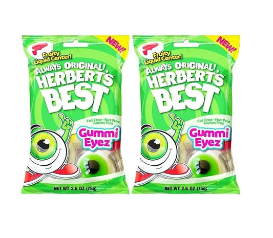 2 Pack Herberts Best Gummi Eyez Glotzer Eyeball Gummy Candy 2.6 Oz - Free Ship