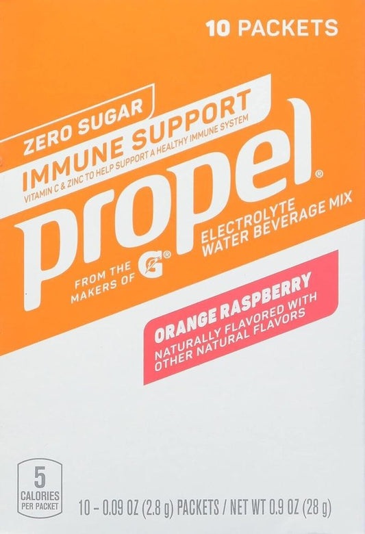 Propel Immune Support Water w/ Vitamins Berry, Orange Raspberry 10 packets