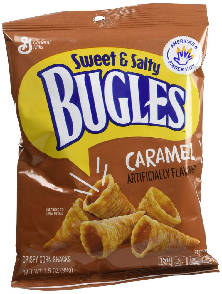 Bugles Corn Snacks, Caramel, 3.5 Oz (Pack of 7)