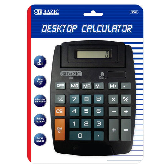 BAZIC Desktop Calculator 8-Digit, LCD Display, 1-Pack