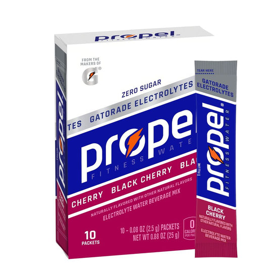 Propel Powder Packets with Electrolytes, Vitamins and No Sugar, Black Cherry, 0.08 oz, 10 Packets-Pack Of 4