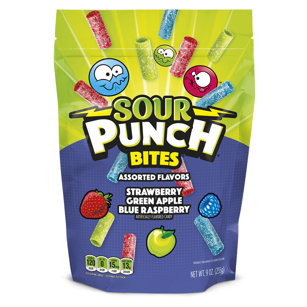 Sour Punch Bites Assorted Flavors Candy, 9oz Resealable Bag