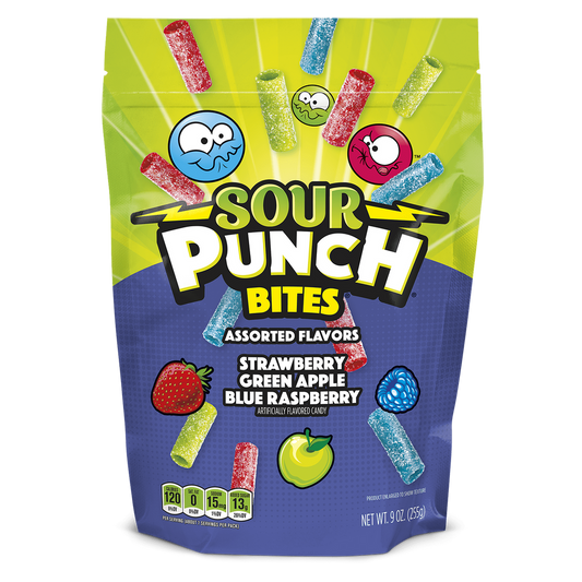 Sour Punch Bites Assorted Flavors Candy, 9oz Resealable Bag