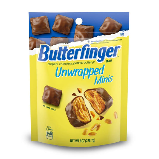 Butterfinger Unwrapped Minis, Chocolatey, Peanut-Buttery, Resealable Bag, 8 oz