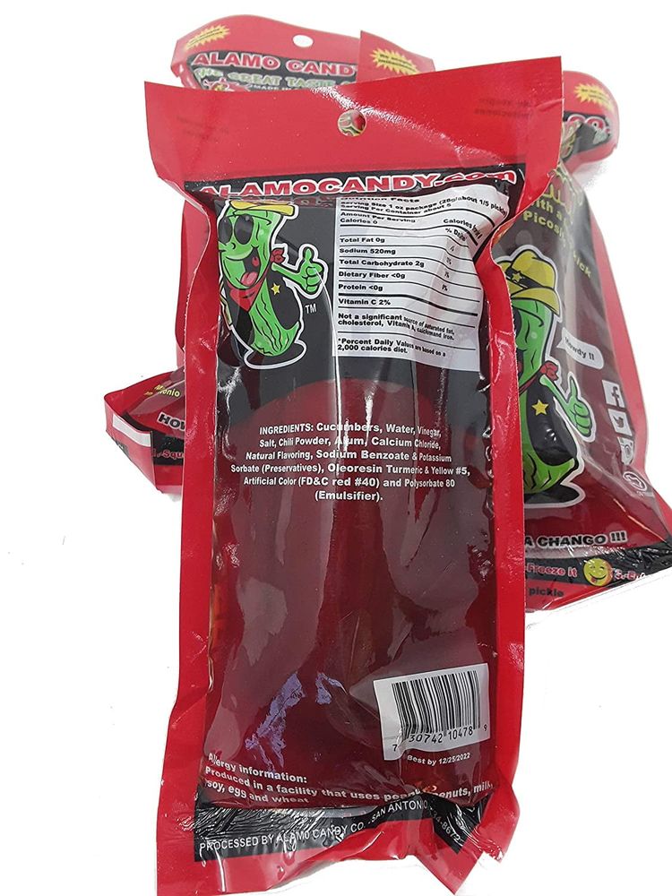 Pack of 2   Big Tex Dill Pickle in Chamoy - Individually Wrapped - Made in San Antonio, Texas - Large Pickles