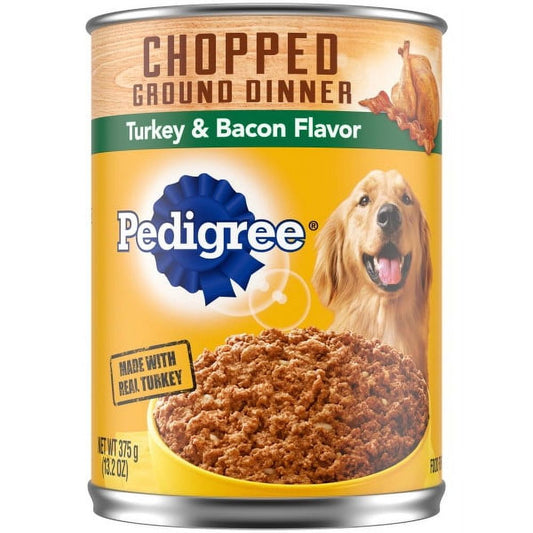 PEDIGREE Turkey & Bacon Flavor Chopped Ground Dinner Wet Dog Food for Adult Dogs,13.2 oz Cans (12 Pack)