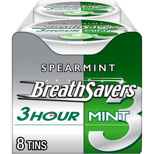 Breath Savers Spearmint Sugar Free Breath Mints, Tins 1.27 oz, 8 Count