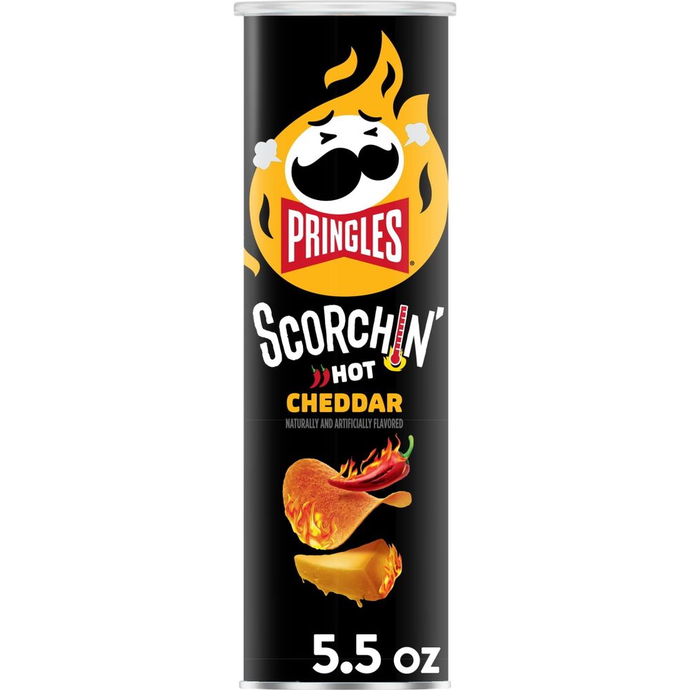 Pringles Scorchin' Cheddar Flavored Potato Crisps, 5.5 oz Canister