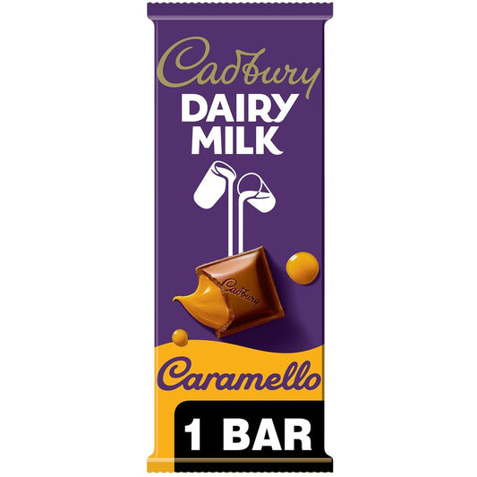 Cadbury Dairy Milk Caramello Milk Chocolate and Creamy Caramel Candy, Bar 4 oz