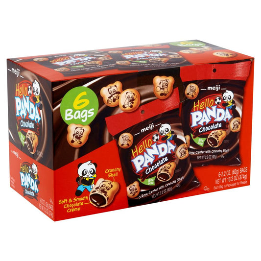 Meiji Hello Panda Bite Size Chocolate Crème Center Cookies, 2.2 Oz, 6 Ct