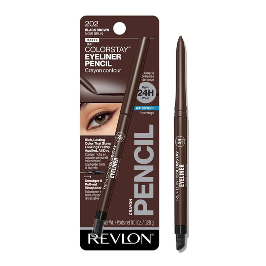 Revlon ColorStay Waterproof Eyeliner Pencil, 24HR Wear, Built-in Sharpener, 0.01 oz