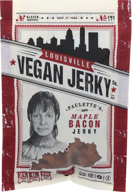 Louisville Vegan Jerky Co, Maple Bacon, 3 oz - Plant Based, Non-GMO, Gluten-Free