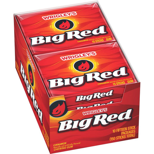 Wrigley's Big Red Cinnamon Gum, 15-Stick Pack (10 packs)