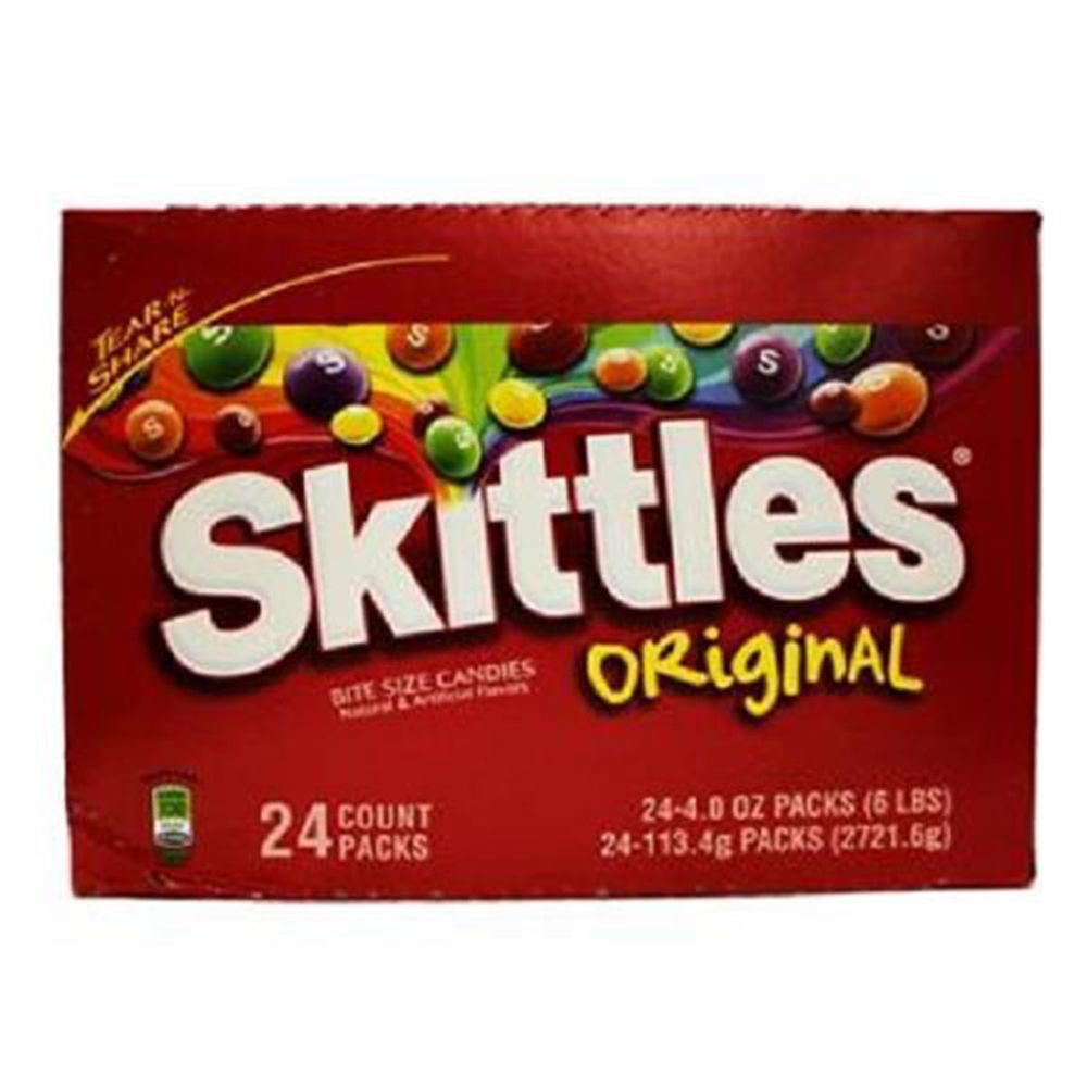 Skittles, King Size Original , Count 24 (4 oz) - Sugar Candy / Grab Varieties & Flavors