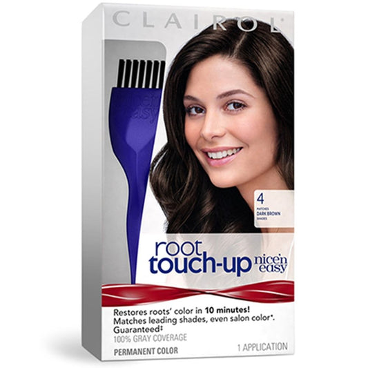 Clairol Nice 'n Easy Root Touch-Up Permanent Hair Color, Dark Brown, 4