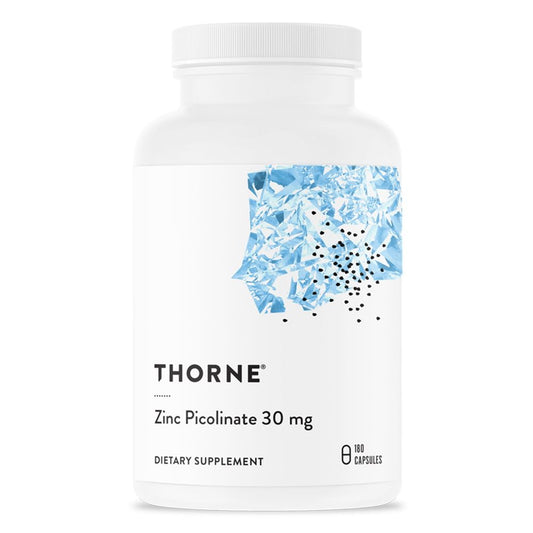 Thorne Zinc Picolinate 30 mg, Well-Absorbed Zinc Supplement for Growth and Immune Function, 180 Capsules