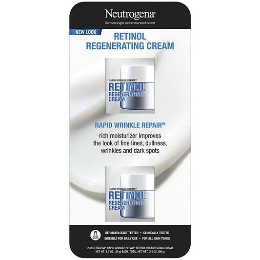 Neutrogena Rapid Wrinkle Repair Retinol Face Moisturizer, Fragrance Free, Daily Anti-Aging Face Cream with Retinol & Hyaluronic Acid to Fight Fine Lines, Wrinkles, & Dark Spots, 1.7 oz., 2 pk.