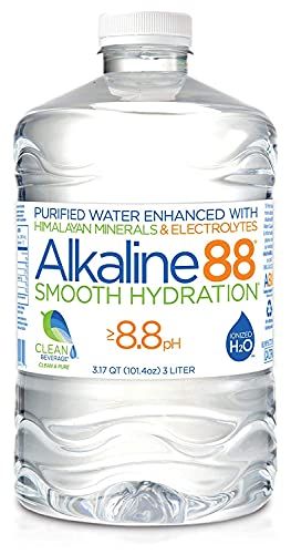 Alkaline88 Purified, Ionized Alkaline Water, 3-Liter bottles, 4 Pack - Himalayan Minerals & Electrolytes, Smooth Taste, 8.8 pH Bottled Water, BPA-free