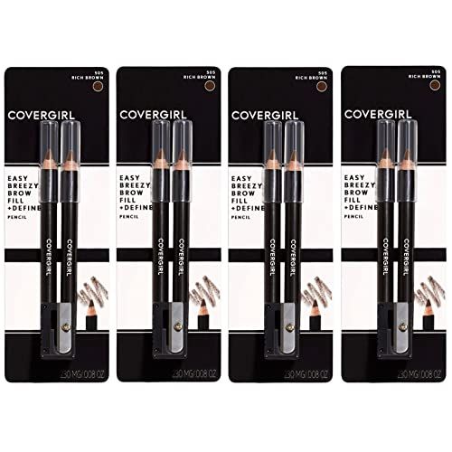 CoverGirl Easy Breezy Brow, Fill+Define Pencils [505] Rich Brown 2 ea ( Pack of 4)